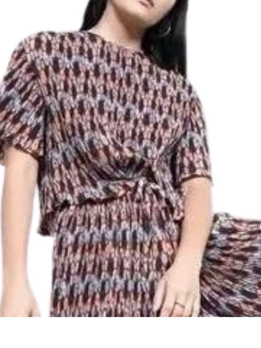 Wildfang Multicolor Patterned Crop Top in Brown, Black & Cream